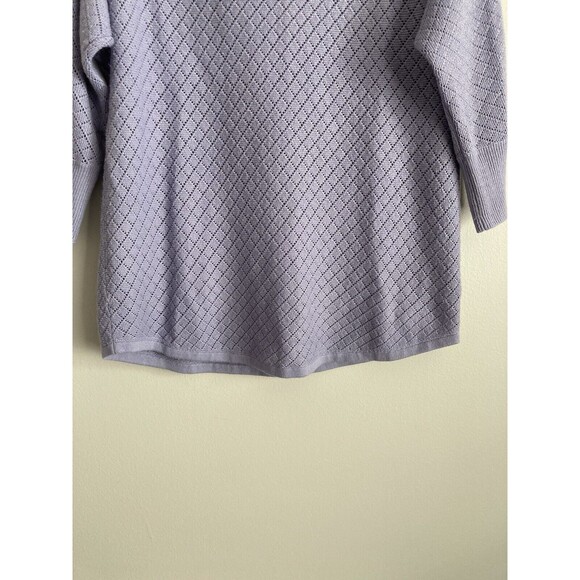 Moth Anthropologie Purple Boat Neck Sweater Size Medium Open Knit 3/4 Sleeve - Picture 4 of 6